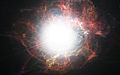 Image 52Artist's impression of dust formation around a supernova explosion. (from Cosmic dust)