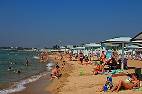 Золотистый пляж на побережье Чёрного моря