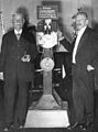 Image 26Max Skladanowsky (right) in 1934 with his brother Eugen and the Bioscop (from History of film technology)