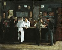 约翰·斯隆，《麦克索利酒吧》（McSorley's Bar），1912年，收藏于底特律美术馆