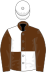 Brown and white (quartered), brown sleeves, white cap