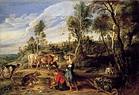 Peter Paul Rubens, Milkmaids with cattle in a landscape, 'The Farm at Laken', c. 1617–1618