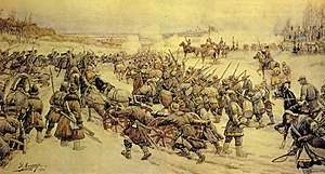 Начало боя армии Болотникова с царскими войсками у Нижних Котлов под Москвой. Эрнест Лисснер