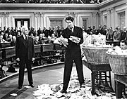 Paine and Smith in the Senate, with Smith holding letters and telegrams demanding his resignation