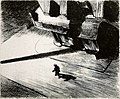 Gravure "Night Shadows" d'Edward Hopper, à la page 23 du magazine Shadowland, octobre 1922[42].