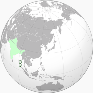 Светло-зелёным: территория, на которую претендовала Свободная Индия зелёным: де-факто контролируемые территории (с японской помощью)
