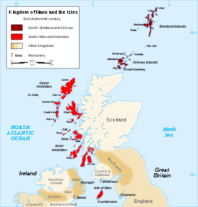 Карта Королевства Островов к концу XI столетия