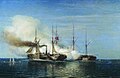 Морской бой. Пленение фрегатом «Владимиром» турецкого парохода «Перваз-Бахри». 1858 год
