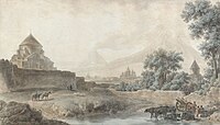 Вид трёх церквей на фоне горы Арарат в Армении, М. М. Иванов, 1783 год