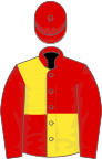 Red and yellow (quartered), red sleeves and cap
