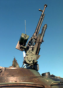 Зенитный пулемёт ДШКМ на танке Т-55.