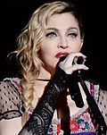 Photo of Madonna performing during the Rebel Heart Tour in Stockholm in 2015.