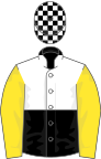 White and Black (halved horizontally), check cap, Yellow sleeves