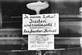 "Jews not admitted here". Sign outside a restaurant in Paris, rue de Choiseul.