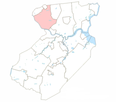 Location of Piscataway Township in Middlesex County highlighted in pink.