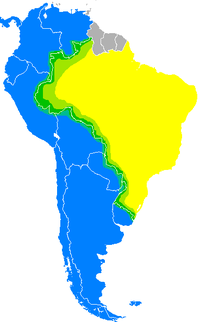 Map of occurrence of Portuñol in South America