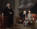 Принц Эдвард (в центре), вместе со своим старшим братом, будущим королем Георгом III и их наставником, Фрэнсисом Аскью, деканом из Бристоля, 1749 год