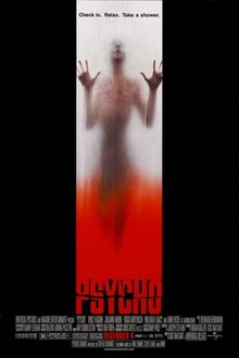 In a rectangular space atop a black background, an outline of a woman in a shower has her hands presing towards us, with the bottom half of the space growing red (resembling blood) as it goes down, reaching the film's logo and billing block. The tagline on top of the poster reads "Check in. Relax. Take a shower."