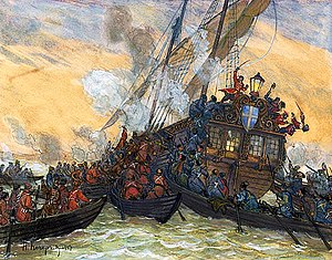 Бой у острова Котлин 22 июля (1 августа) 1656 г. Худ. Кочергин И.