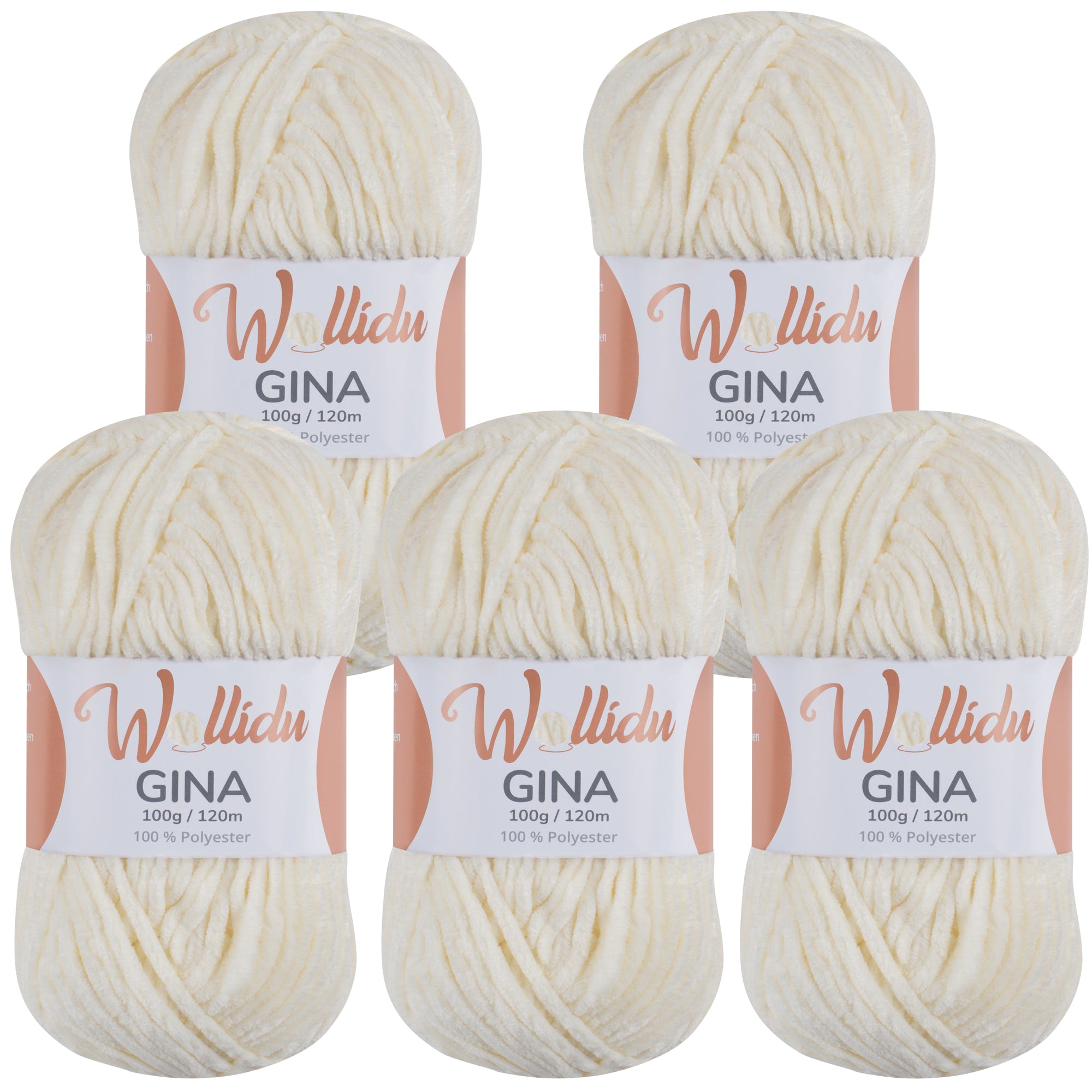 Wollidu Gina 100% Polyester 5 x 100g/120m - Creme