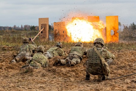 U.S. Army Soldiers with 9th Brigade Engineer Battalion, 2nd Armored Brigade Combat Team, 3rd Infantry Division, supporting NATO’s enhanced Forward Presence Battle Group Poland (eFP Poland), joined other multinational troops from Albania, Canada,...