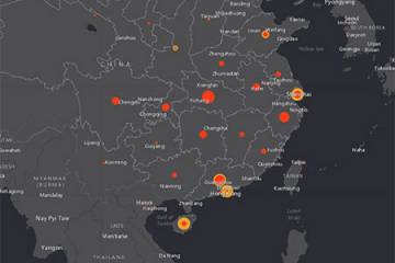 Close-up of coronavirus map tool