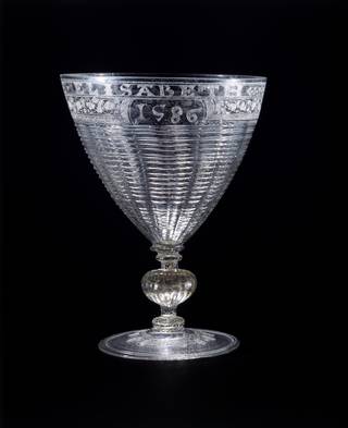 Goblet with trailed decoration and engraved with diamond-point with initials