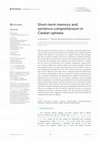 Research paper thumbnail of Short-term memory and sentence comprehension in Catalan aphasia