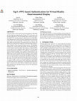 Research paper thumbnail of SigA: rPPG-based Authentication for Virtual Reality Head-mounted Display