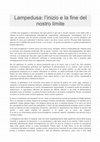 Research paper thumbnail of Lampedusa: l’inizio e la fine del nostro limite