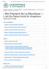 Research paper thumbnail of « Moi Président De La République » : L’art du Flatus Vocis en anaphore