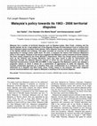 Research paper thumbnail of Malaysia’s policy towards its 1963 - 2008 territorialdisputes