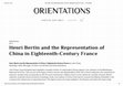 Research paper thumbnail of Review of "John Finlay, Henri Bertin and the Representation of China in Eighteenth-Century France, Routledge 2020," in Orientations 52.3 (2021), 102-104.