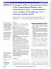 Research paper thumbnail of Exploration of the psychometric properties of the Person-Centred Primary Care Measure (PCPCM) in a Chinese primary care population in Hong Kong: a cross-sectional validation study