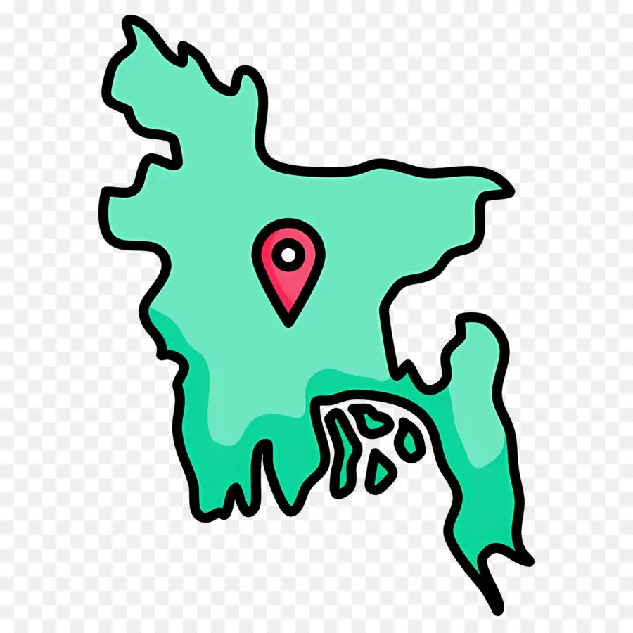 Mappa del Bangladesh con segnaposto