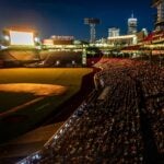 Fans watch a screening of "Shrek" at Fenway Park on August 22, 2023.