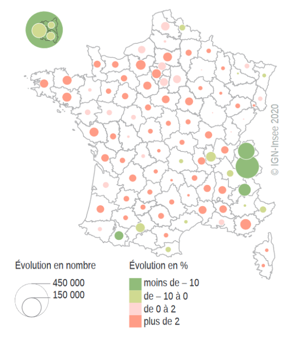 Figure 3 - Évolution du nombre de métropolitains présents dans le département lors du premier confinement