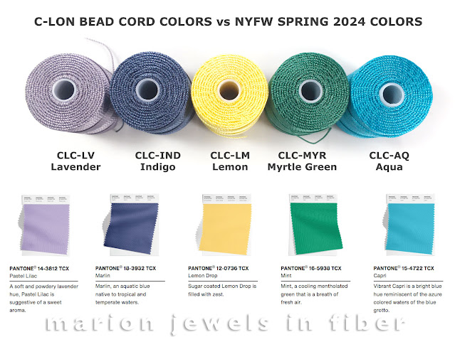 C-Lon Bead Cord Colors versus the Pantone NYFW Spring 2024 Color Trends