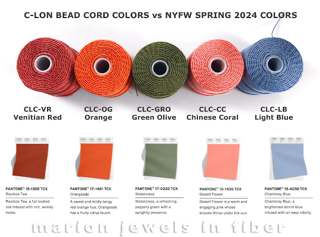 C-Lon Bead Cord Colors versus the Pantone NYFW Spring 2024 Color Trends