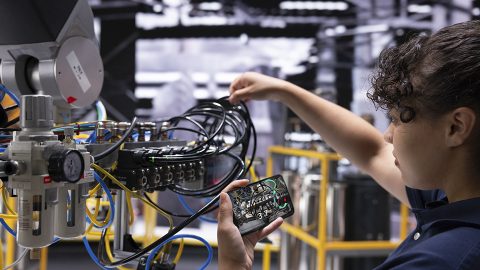 Woman working in factory