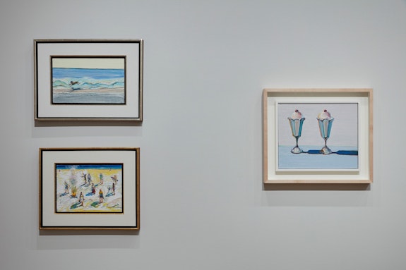 Installation view: <em>Wayne Thiebaud: Summer Days,</em> Acquavella Galleries, New York, 2024. Courtesy Acquavella Galleries.