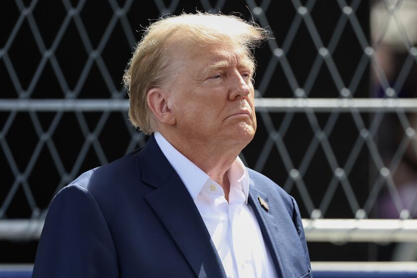 MIAMI, FLORIDA - MAY 05: Former U.S. President Donald Trump on the grid during the F1 Grand Prix of Miami at Miami International Autodrome on May 5, 2024 in Miami, United States. (Photo by Qian Jun/MB Media/Getty Images)