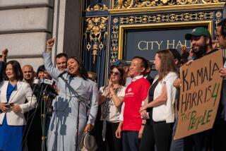 SAN FRANCISCO, CALIFORNIA - JULY 22: San Francisco Mayor London Breed speaks at a rally in support of Kamala Harris, following the announcement by US President Joe Biden that he is dropping out of the 2024 presidential race, on July 22, 2024 at City Hall in San Francisco, California. Biden has endorsed Harris to be the Democratic nominee. (Photo by Loren Elliott/Getty Images)