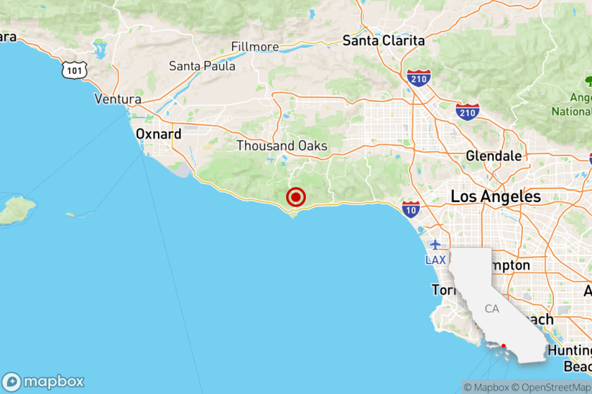 Malibu earthquake map