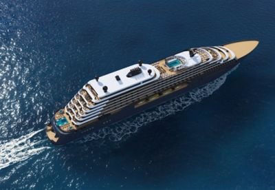 Aerial rendering of yacht