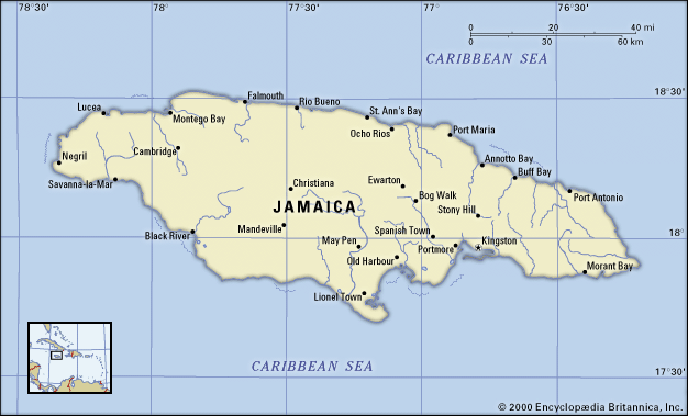 map of Jamaica