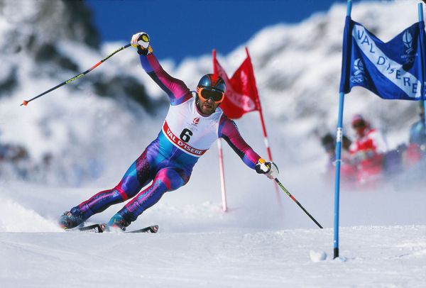 Men's Giant Slalom Italy's Alberto Tomba on the way to retaining his gold medal at Val d'Isere France 1992 Albertville Winter Olympics