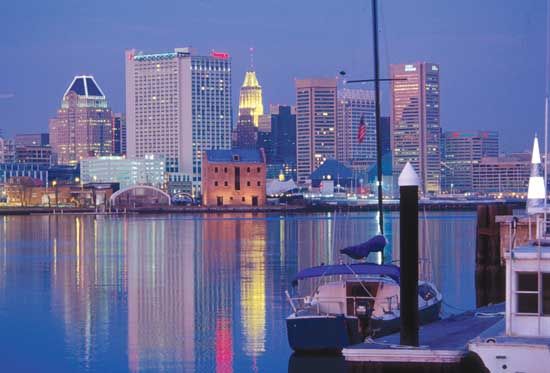 Inner Harbor and skyline of Baltimore, Maryland