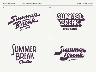 Summer Break Wordmark Logo Concepts hand lettering lettering ligature logo logo process logo sketches logotype retro logo script summer summer break summer logo type typography wells wells collins wells collins design wordmark wordmark logo