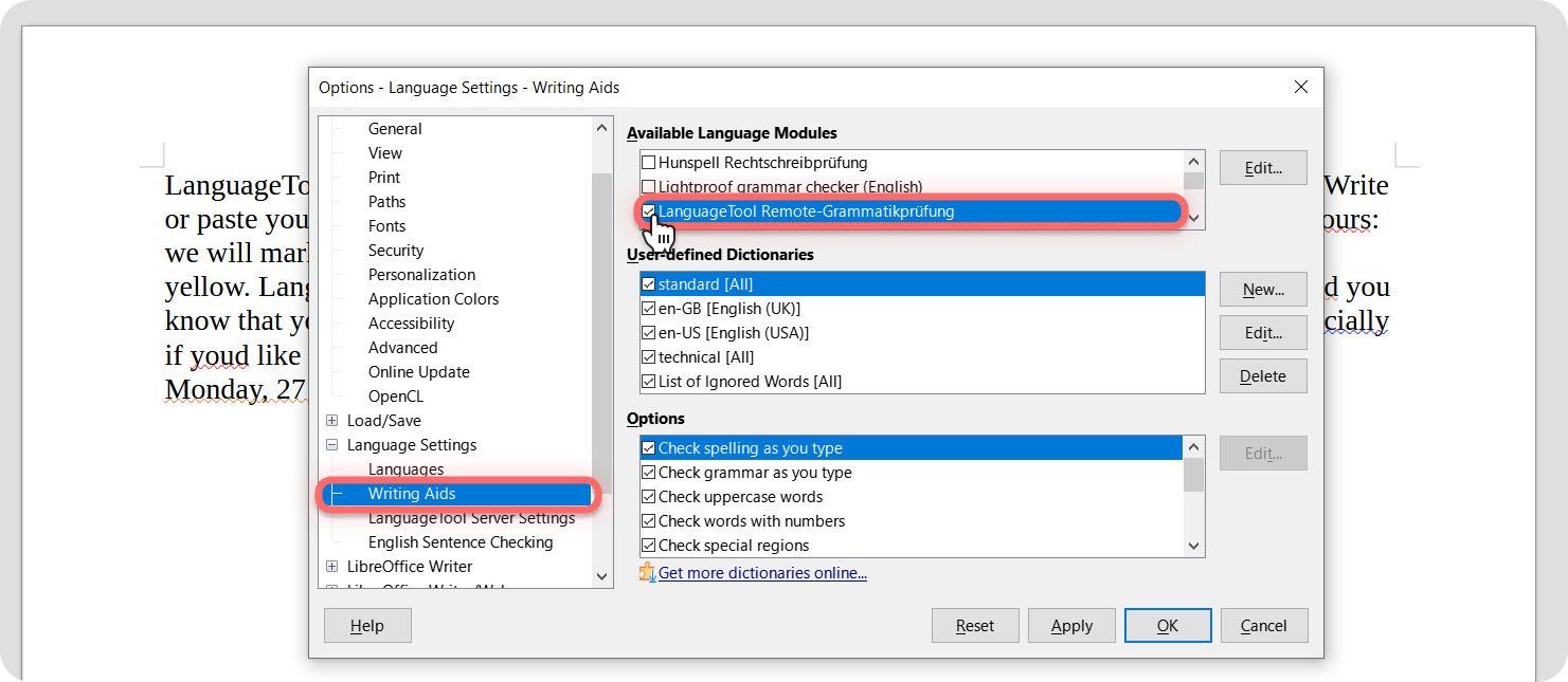 Grammar checker, punctuation checker, and spelling checker: LanguageTool on LibreOffice does it all. 